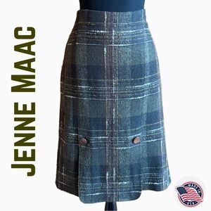 Jenne Maac Plaid Wool Blend Skirt Lined (S)